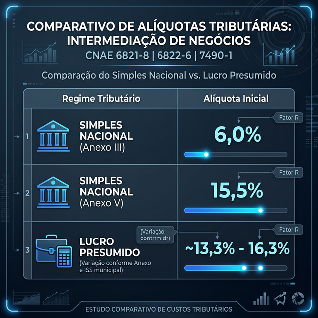 Infográfico: Comparativo de Tributação por CNAE e Regime (Simples vs Presumido)