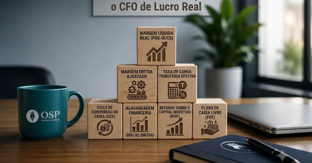 Ilustração dos 7 KPIs fiscais e contábeis que todo CFO de Lucro Real deve monitorar