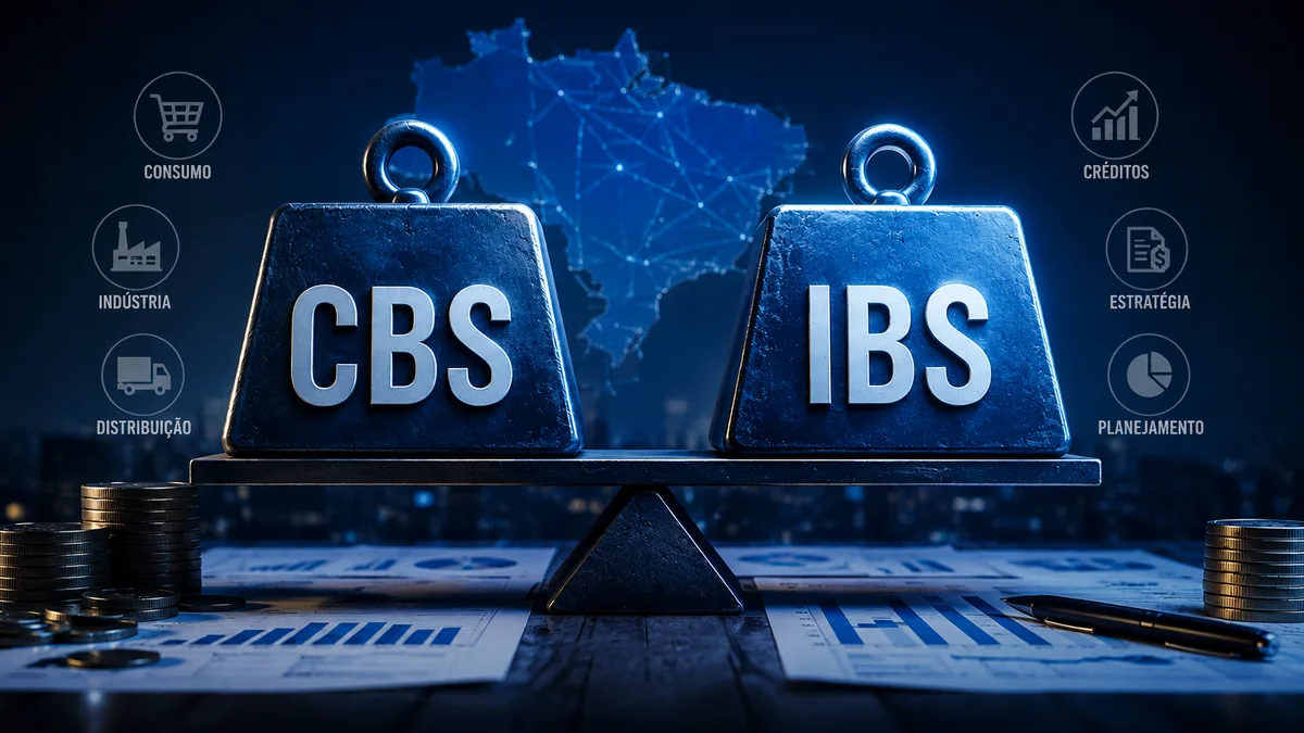 Balança comparando o peso do IBS e da CBS no crédito da indústria