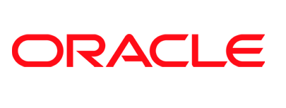 Logotipo da empresa ORACLE, multinacional de tecnologia especializada no desenvolvimento e comercialização de hardware e softwares e de banco de dados. Apresentando em letras em caixa alta escrito ''ORACLE'' em um tom vivo de vermelho.