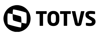 Ícone preto estilizado de um retângulo com uma ponta dobrada à esquerda, seguido pelo texto 'TOTVS' em preto, representando o logotipo da empresa TOTVS, empresa multinacional de desenvolvimento de softwares de gestão.